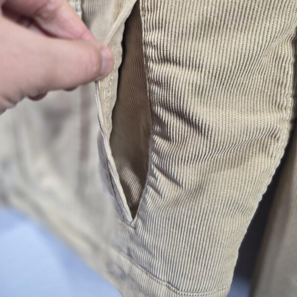 Levis Jacket Mens Medium Tan Corduroy Sherpa Lined Trucker Coat Casual - Picture 12 of 14